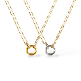Interlocked Circles Two-Tone Charm Necklace