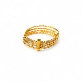 LUME Textured Clustered Band Gold Ring
