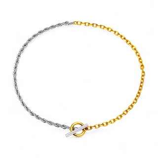 Half & Half Toggle Mixed chain Necklace