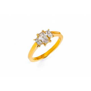 LUME Gem Square prong set Gold Ring