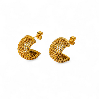 Mesh Vintage Look Hoop Stud Earrings