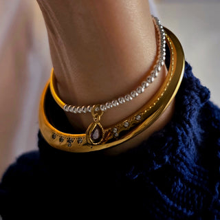 Torque Angled Pave open ended Cuff Gold Bracelet