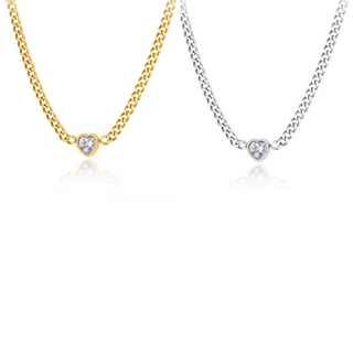 Cuban chain Heart Charm choker Necklace