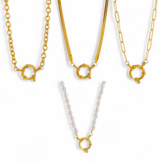 Gold Charm Holder Necklaces – Sailor Clasp