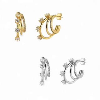 Multi Loop Hoop Gem stud earrings