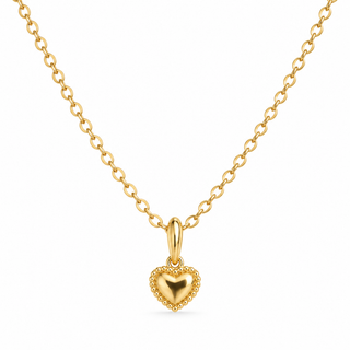 Puffed Heart Dainty Pendant Necklace in 18k Gold on Sterling SIlver