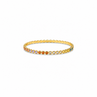 Coloured Bezel Hinged Gold Bangle