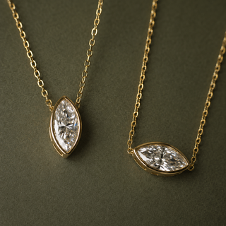 Two Way Marquise Moissanite East West Pendant Necklace