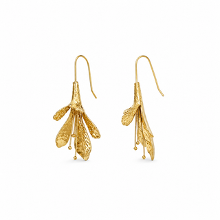18K Gold Waterproof Botanical Threader Statement Earrings