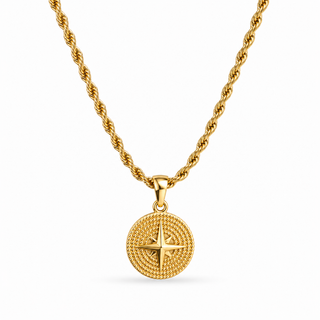 Compass Pendant Necklace 18K Gold