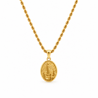 St Christopher Medallion Rope Necklace 18K Gold