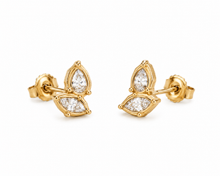 Bezel Set Marquise CZ Studs 18K Gold