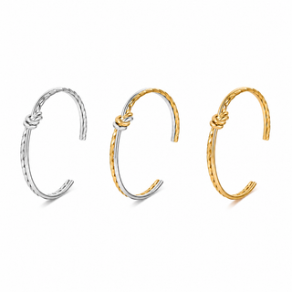 Hammered & Knotted Two-Tone Cuff Bracelet