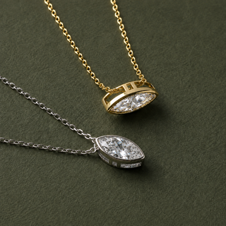 Two Way Marquise Moissanite East West Pendant Necklace
