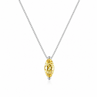 Citrine Yellow Marquise Moissanite Sterling Silver Necklace