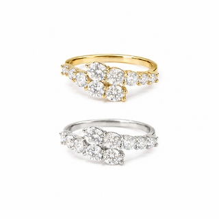 Cascade Adjustable Graduated CZ Bypass Ring 18K Gold