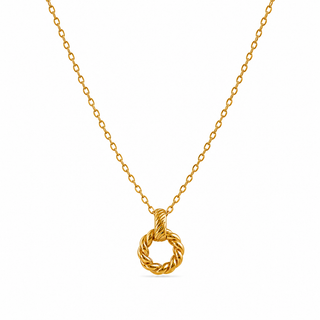 Dainty Twisted Circle Pendant Necklace 18k Gold or Silver