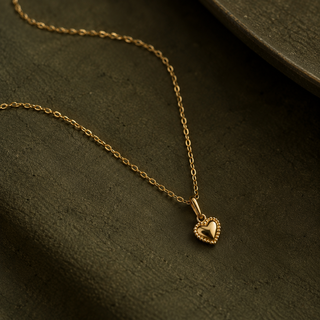 Puffed Heart Dainty Pendant Necklace in 18k Gold on Sterling SIlver