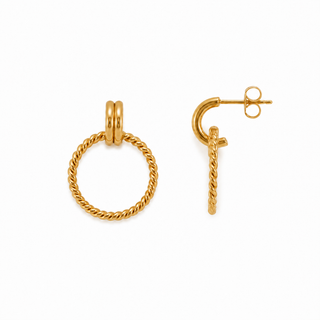 Twisted Rope Double Hoop 18K Gold Earrings