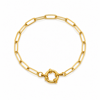 Paperclip Chain 18K Gold Charm Holder Bracelets – Sailor Clasp