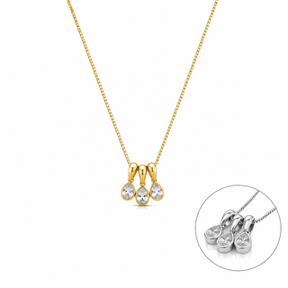 Danity Cluster Teardrop Bezel Pendants Necklace 18k Gold or Silver