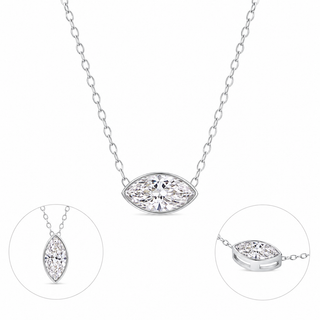 Two Way Marquise Moissanite East West Pendant Necklace