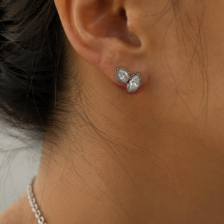 Bezel Set Marquise CZ Studs Sterling Silver