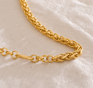 Herringbone Round Weave & Link Chain Necklace