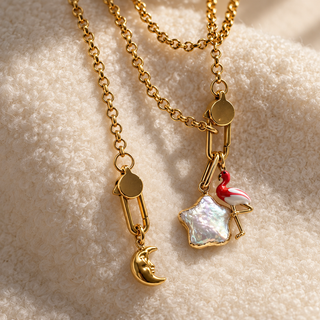 Openable Oval Clasp Rolo Chain Necklace 18K Gold Charm Holder