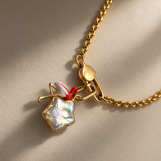 Openable Oval Clasp Rolo Chain Necklace 18K Gold Charm Holder