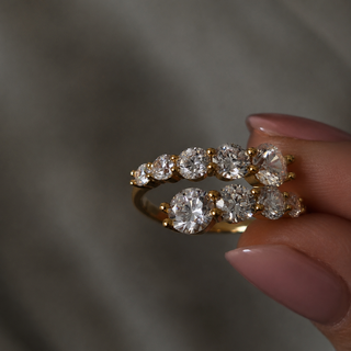 Cascade Adjustable Graduated CZ Bypass Ring 18K Gold