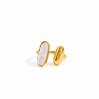 Rectangular Baroque Pearl Gold Ring