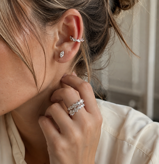 Cascade Adjustable Graduated CZ Bypass Ring 18K Gold