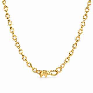 Waterproof Elephant Clasp Petal Chain Necklace – 18k Gold