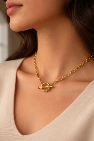 Heart Drop Detachable Charm T-Bar Toggle Necklace