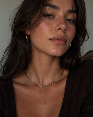 Two Tone Chunky & Dainty Chain Necklace