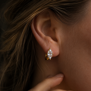 Marquise Gold Hoop Earrings in 16K Gold