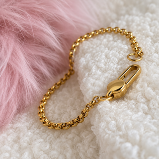 Openable Oval Clasp Rolo Chain Necklace 18K Gold Charm Holder