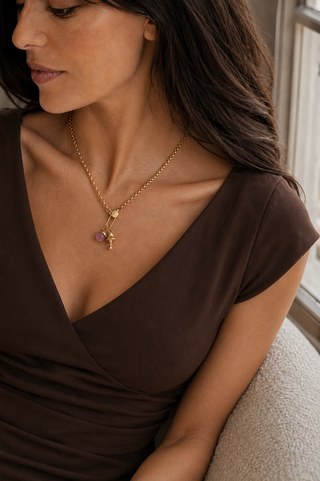 Openable Oval Clasp Rolo Chain Necklace 18K Gold Charm Holder