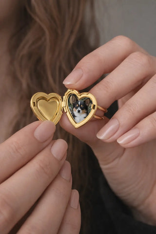 Heart Locket Ring Adjustable Statement Ring