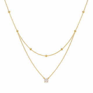 Fine Chain CZ pendant 2 layer Necklace
