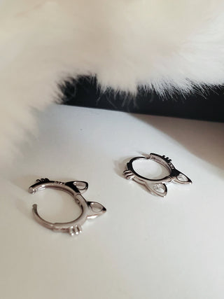 Cat whiskers Huggies Sterling silver earrings