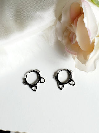 Cat whiskers Huggies Sterling silver earrings