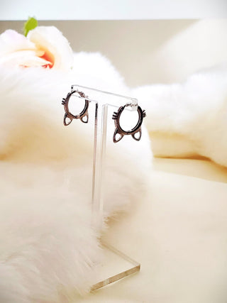 Cat whiskers Huggies Sterling silver earrings,cat silver hoops,dainty earrings,minimalist,kitten animal charm jewellery,gifts under 15