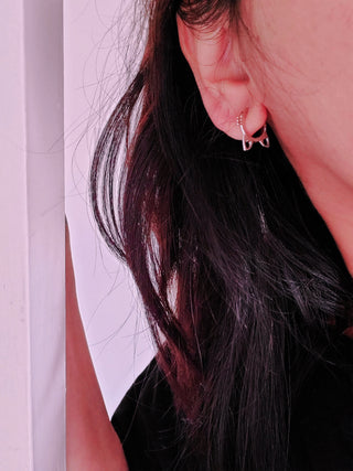 Cat whiskers Huggies Sterling silver earrings