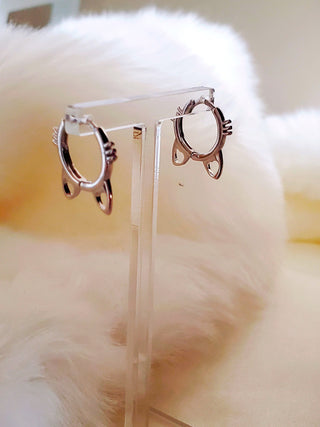 Cat whiskers Huggies Sterling silver earrings