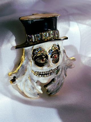 Scary Clown Halloween Brooch gems Enamel white and back quirky fun brooch,unusual lapel pins,halloween party accessories,whimsical jewellery