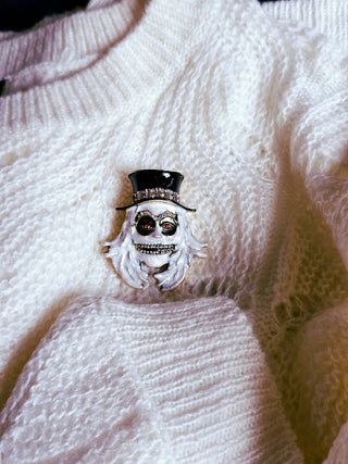 Scary Clown Halloween Brooch gems Enamel white and back quirky fun brooch,unusual lapel pins,halloween party accessories,whimsical jewellery