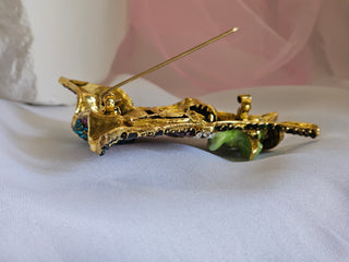 Green Witch broom bucket Halloween Enamel Brooch