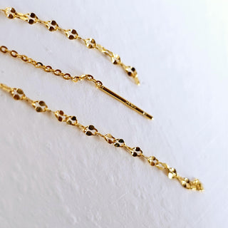 Sterling Silver 14K Gold Mirror Chain long Threader Earrings,Sparkly Dangle & Drop Earring,Dainty Delicate Elegant Earrings,super thin